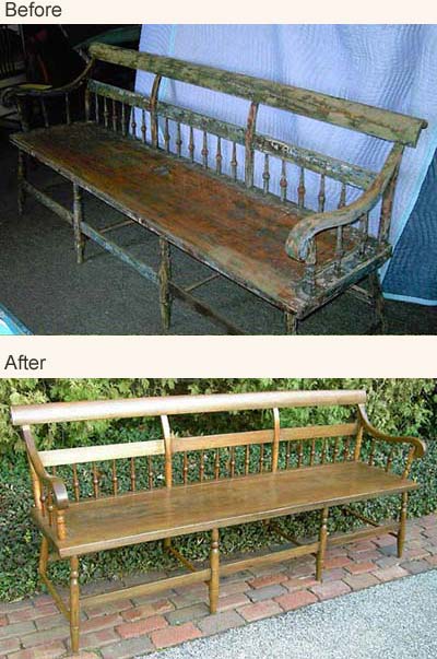 Furniture Restoration on Wooden Bench Restoration   Furniture Restoration